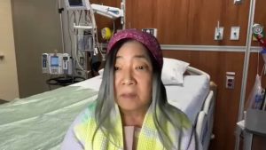 Poppy is pictured in a hospital setting