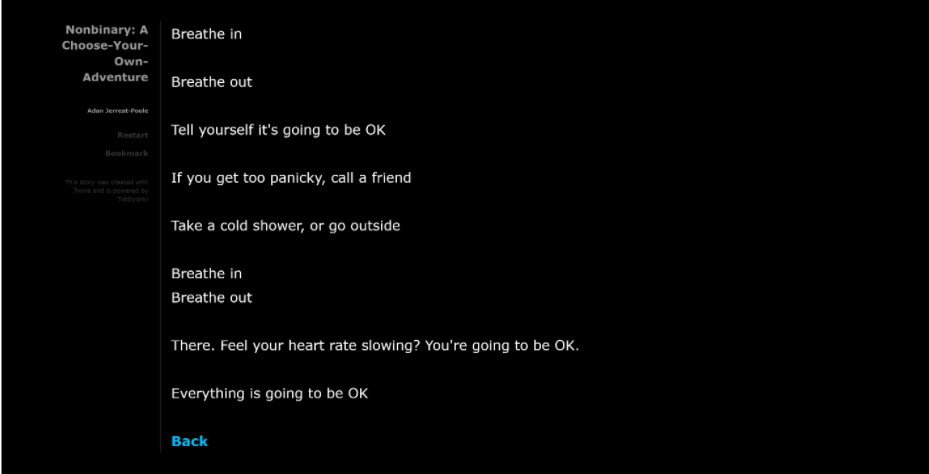 Screen shot of a text-based game