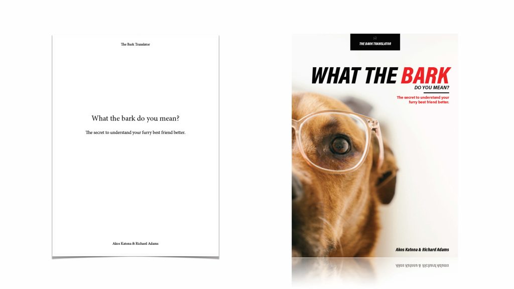 Sample book cover, before and after