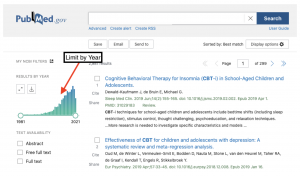 Example of a list of limiters users can click including “peer reviewed publications.”