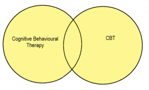 A Venn diagram of two overlapping circles with all parts highlighted to demonstrate they are included in an OR search.