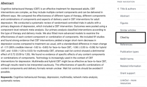 Search result of a psychiatry article has a “cited by” link that allows users to conduct citation searching.