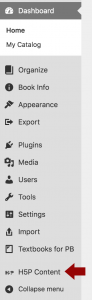 Left menu showing H5P entry highlighted