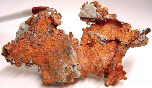 A piece of raw native copper that has not been worked.