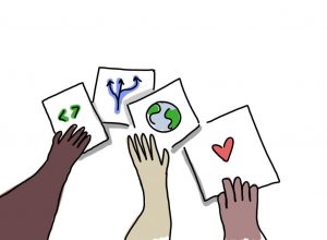 CC0 Giulia Forsythe https://flic.kr/p/2k9LvDR hands contributing text code and love
