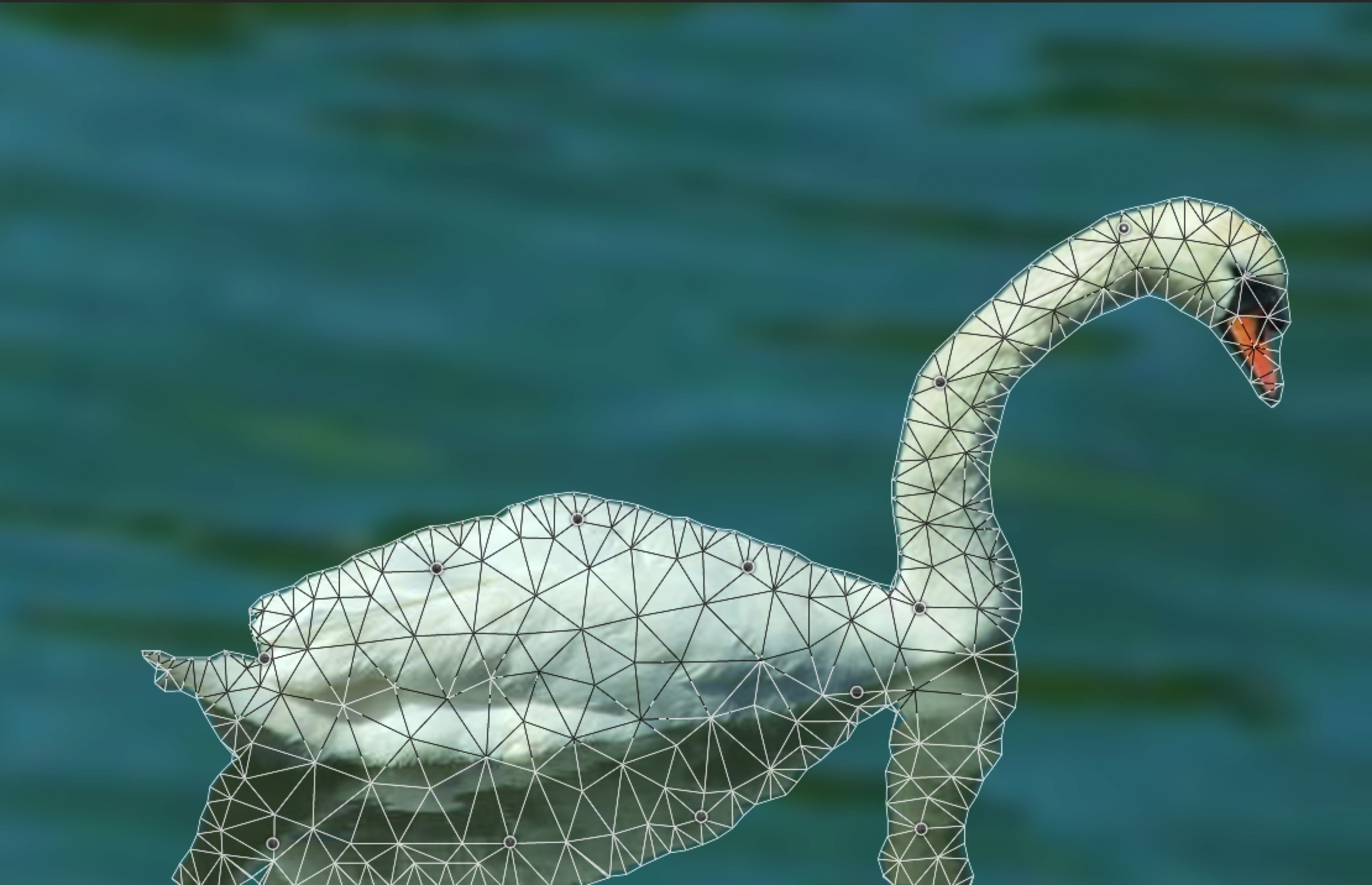 After the mesh manipulation, the Swan's neck looks curved downwards