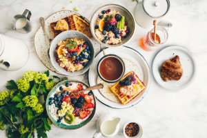 The previous image edited. A croissant plate was included digitally in the table.