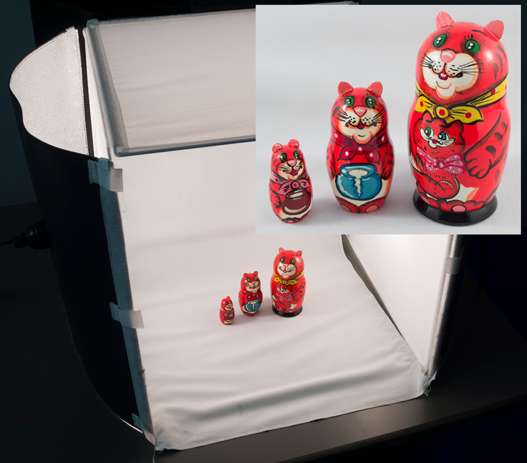 Three objects showcasing diffused lighting for product photography