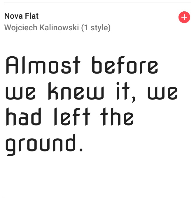 Example of the font face Nova Flat visualization on Google Fonts