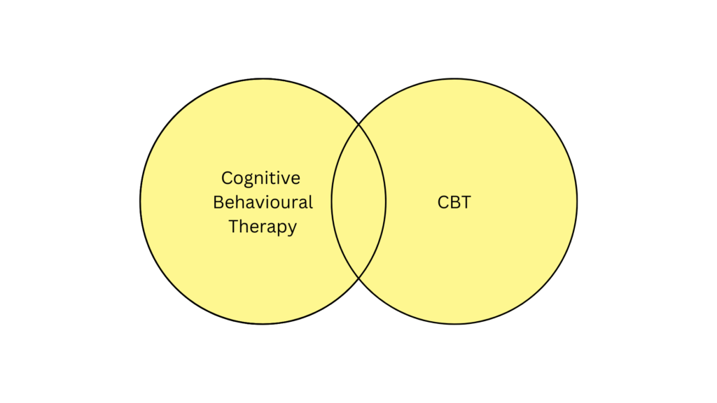 A Venn diagram of two overlapping circles with all parts highlighted to demonstrate they are included in an OR search.