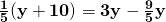 \bf\frac{1}{5}(y+10)=3y-\frac{9}{5}y