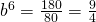 b^6=\frac{180}{80}=\frac{9}{4}