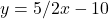 y = 5/2x - 10