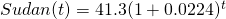 Sudan(t)=41.3(1+0.0224)^t