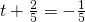 t+\frac{2}{5}=-\frac{1}{5}