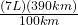 \frac{(7 L)(390 km)}{100 km}