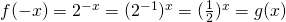 f(-x)=2^{-x}=(2^{-1})^x=(\frac{1}{2})^x=g(x)