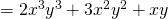 =2x^3y^3+3x^2y^2+xy