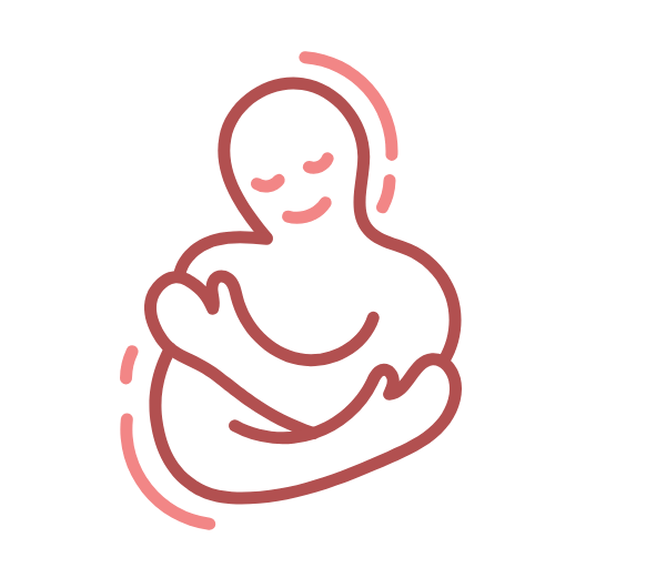 A figure hugging themselves gently, representing a person engaging in self-care activities.