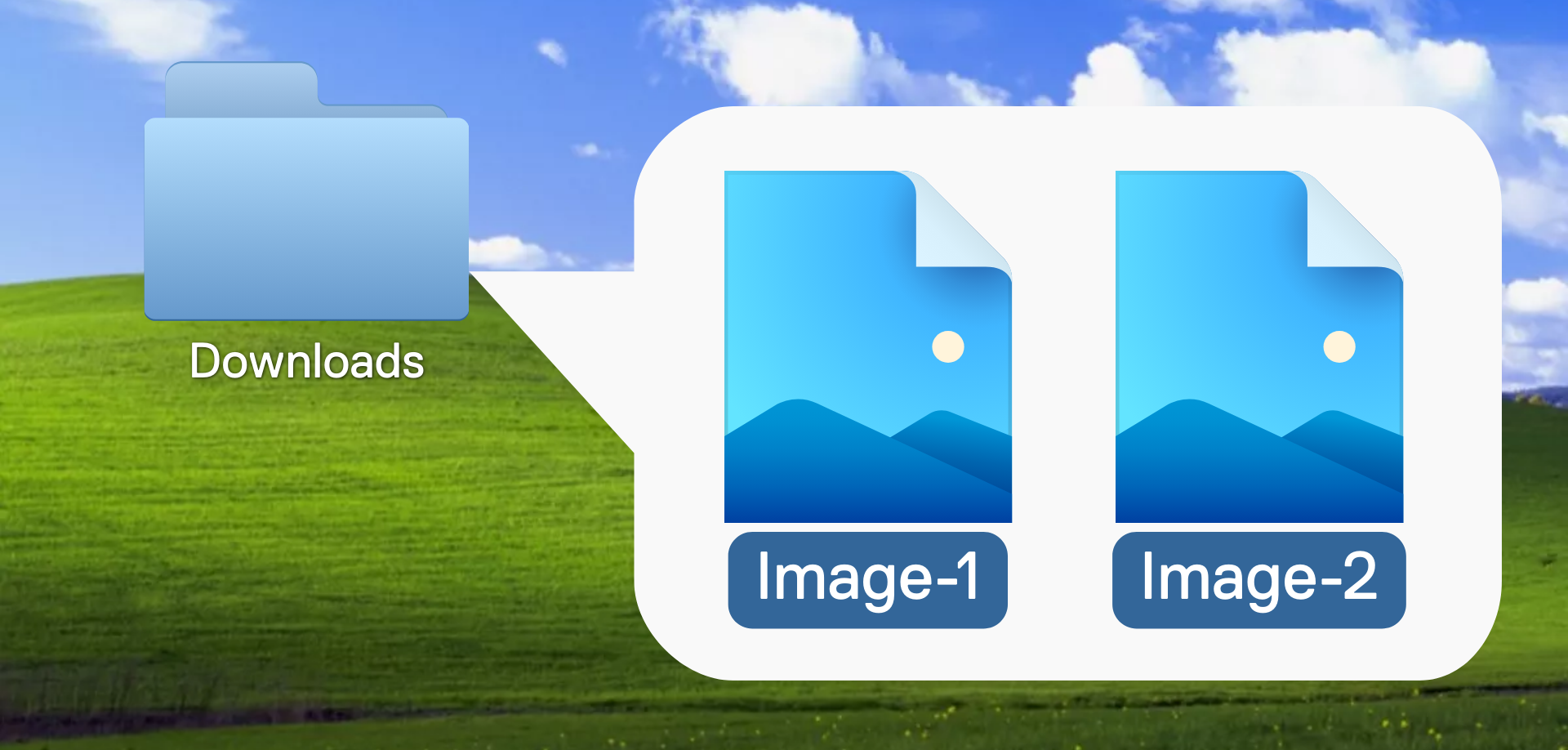 Downloads folder with two files, named "Image-1" and "Image-2".